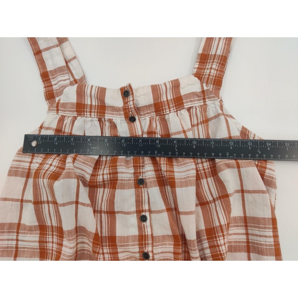 Ana Tank Top Womens Size Medium Petite Plaid Button Front Gathered Neckline Boho - Picture 10 of 10